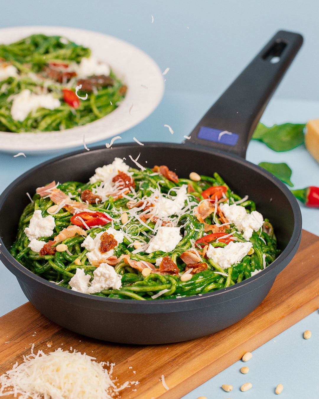 Pasta de espinacas y ricotta