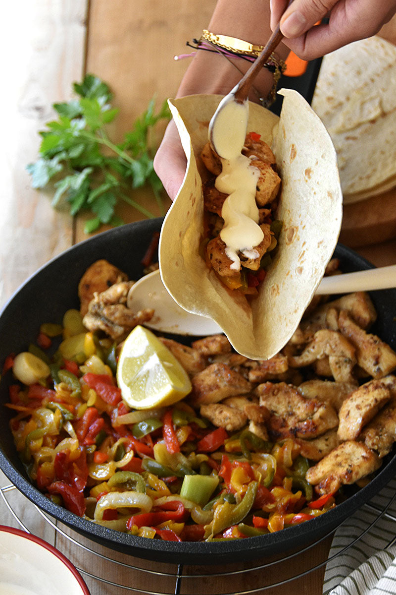 Fajitas de pollo con pimientos