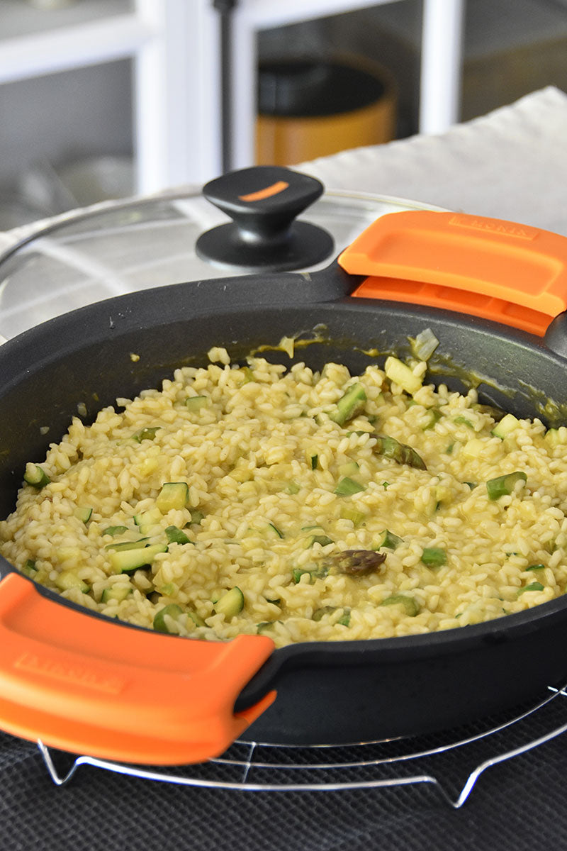Risotto de espárragos y calabacín