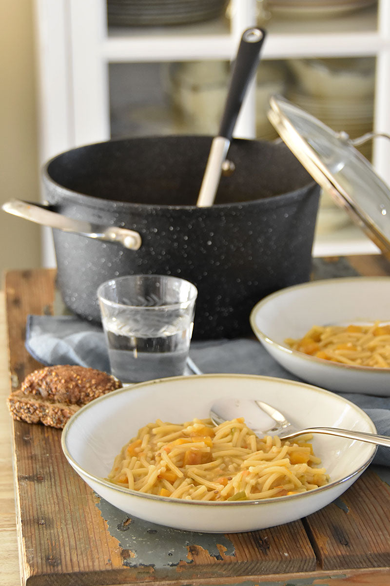 Fideos a la cazuela con calabaza