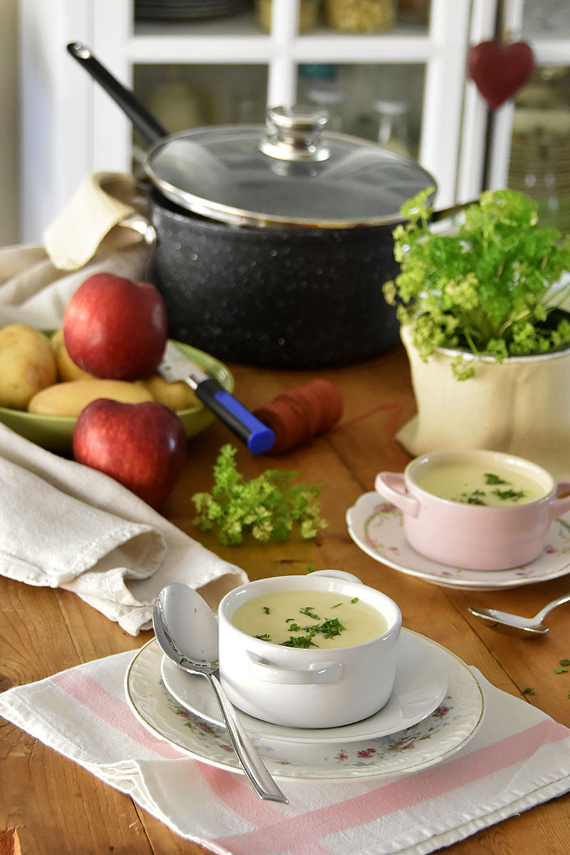 Crema de puerros y manzana