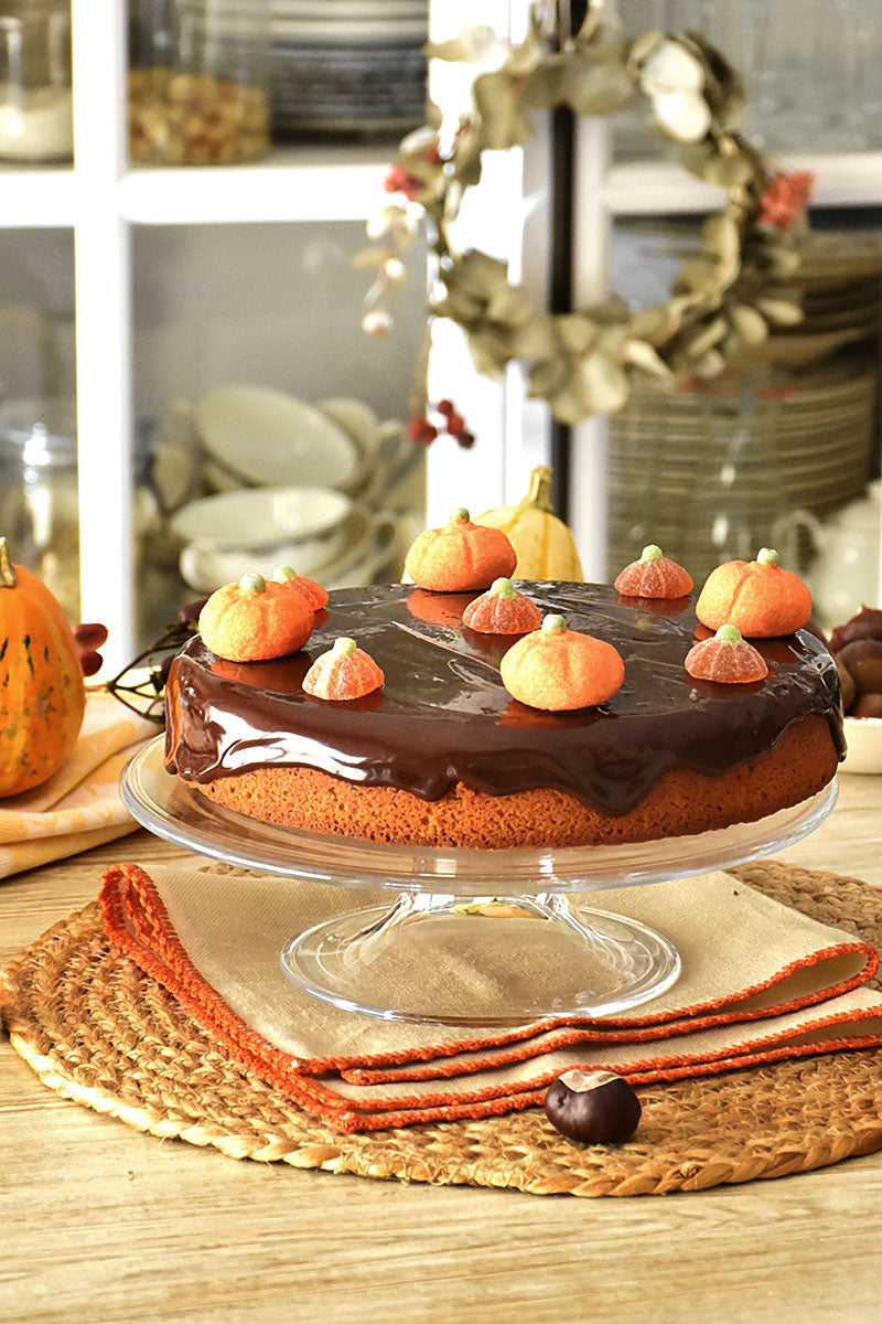 Bizcocho de calabaza con cobertura de chocolate