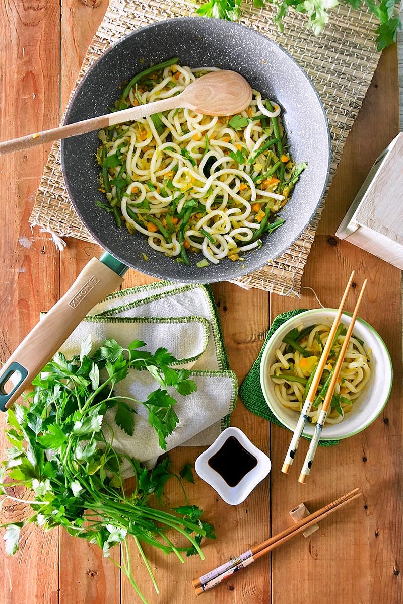 Wok de noodles con verduras