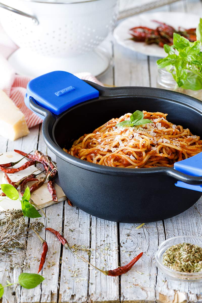 Espaguetis con salsa arrabiata