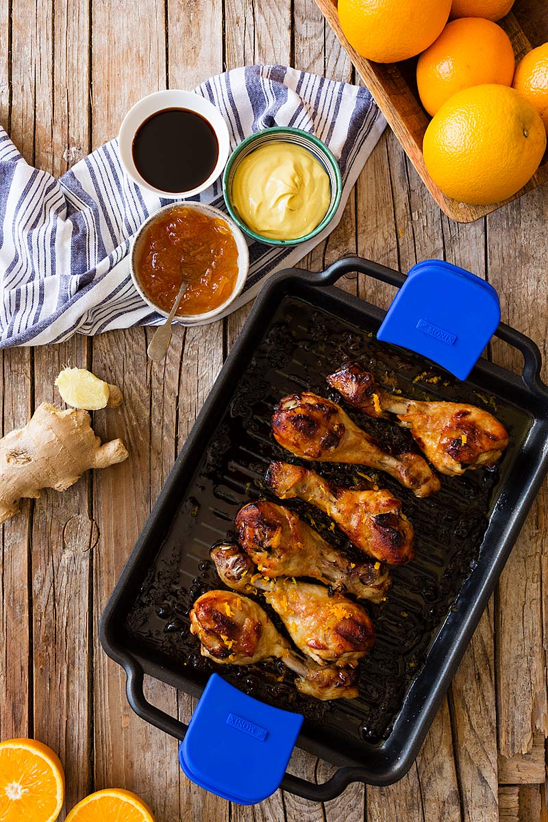 Muslitos de pollo asados con mermelada de naranja