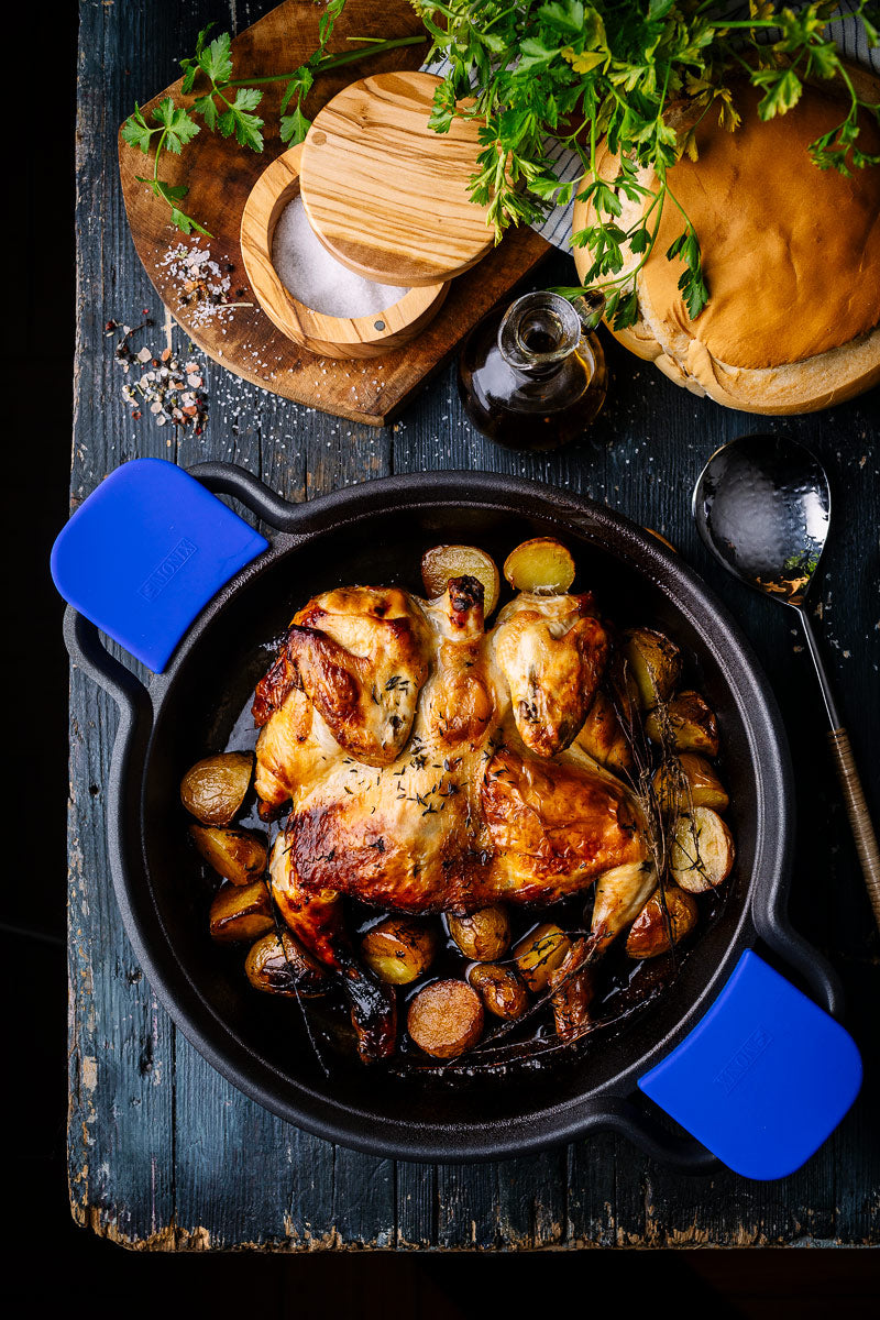 Pollo asado al vino tinto