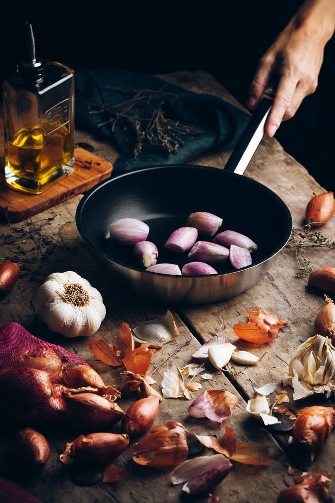 Tartaletas de chalotas caramelizadas y anchoas