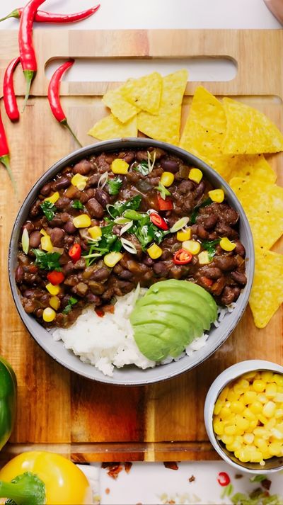 Chili de legumbres vegano en olla exprés