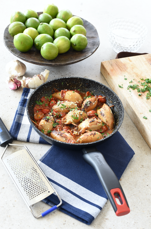 Calamares rellenos con gambas