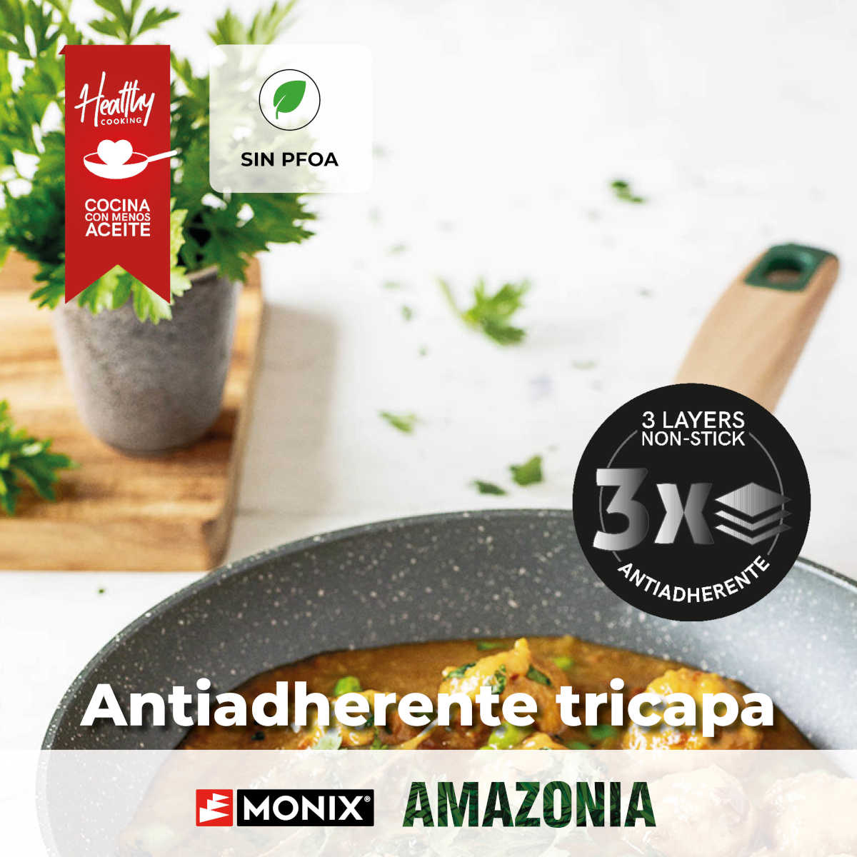 Amazonia, Frying Pan, 3-piece set