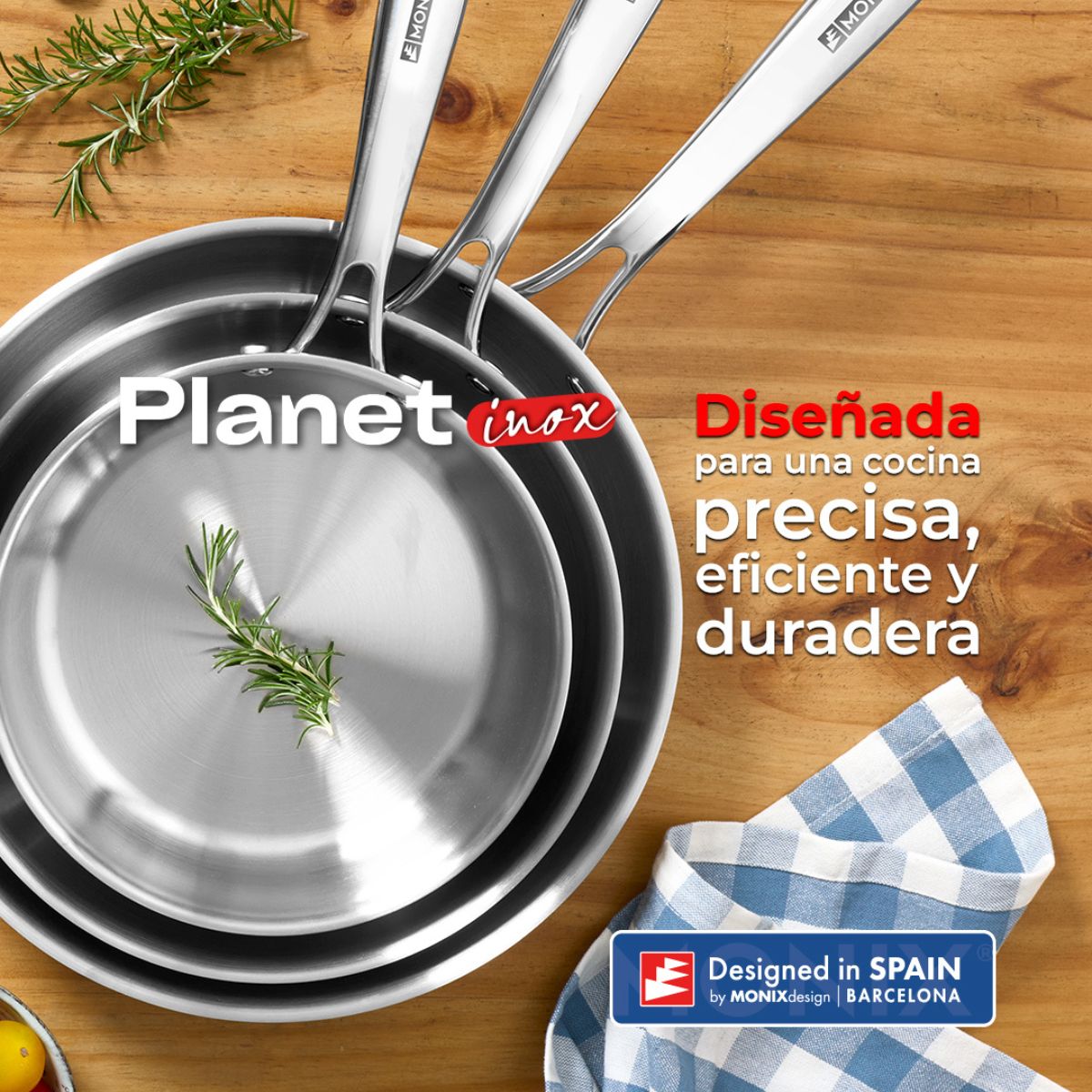 Wok de acero inoxidable triply sin antiadherente Planet Inox
