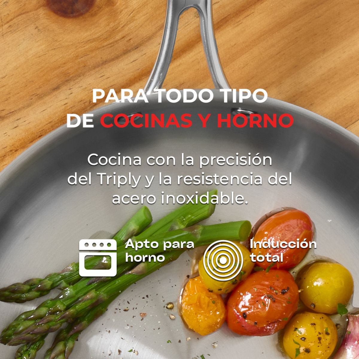 Sartén de acero inoxidable triply sin antiadherente Planet Inox