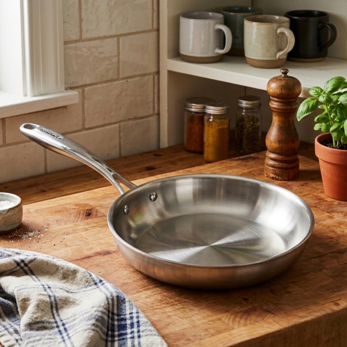 Set de 3 sartenes de acero inoxidable triply sin antiadherente Planet Inox
